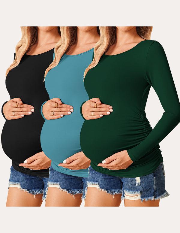 Ekouaer 3 Pack Stretchy Maternity Tops (US Only)