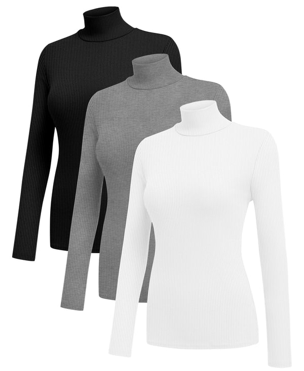 Ekouaer 3 Pack Turtleneck Ribbed Thermal (US Only)