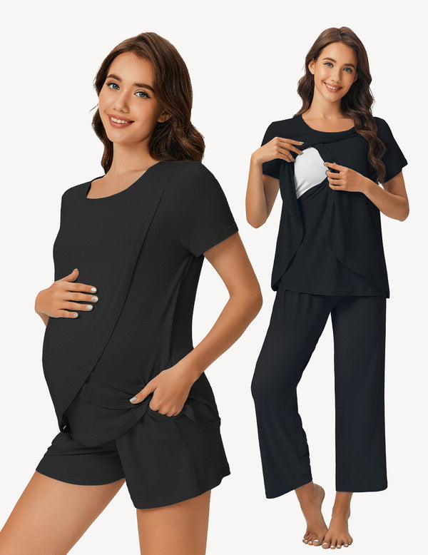 ekouaer Ekouaer 3 PCS Maternity Nursing Pajamas Set