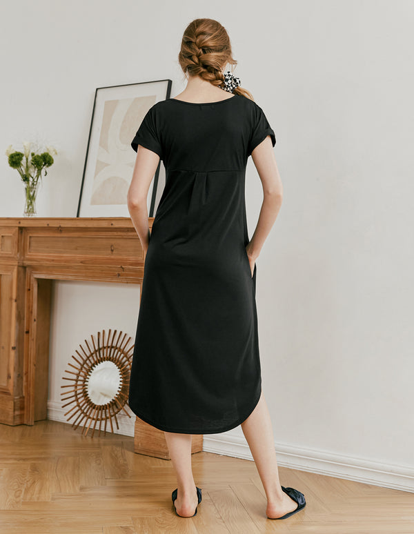 Ekouaer Ekouaer A-Line Split Hem Sleepwear Dress (US Only)