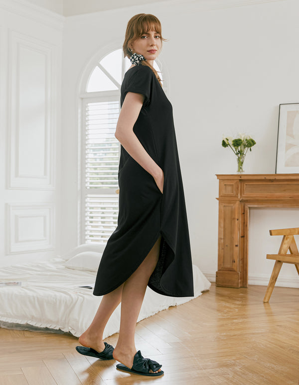 Ekouaer Ekouaer A-Line Split Hem Sleepwear Dress (US Only)