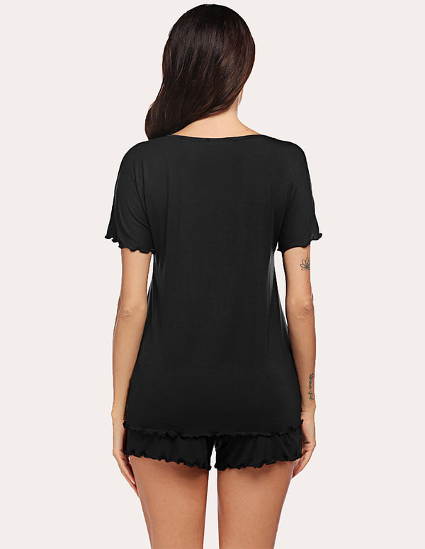 Ekouaer Ekouaer Bat Sleeve Tee Tops Shorts Pajamas Set (US Only)