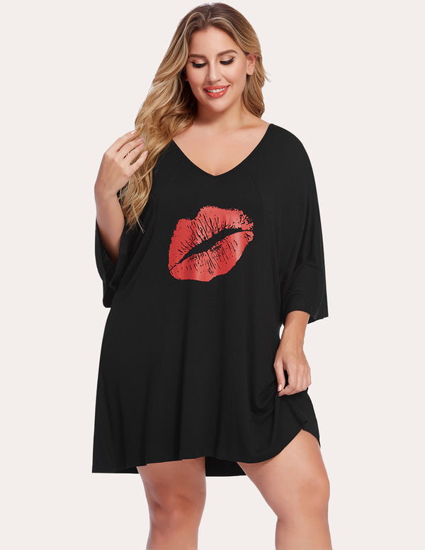 Ekouaer Ekouaer Batwing Sleeve Nightgown Night Dress (US Only)