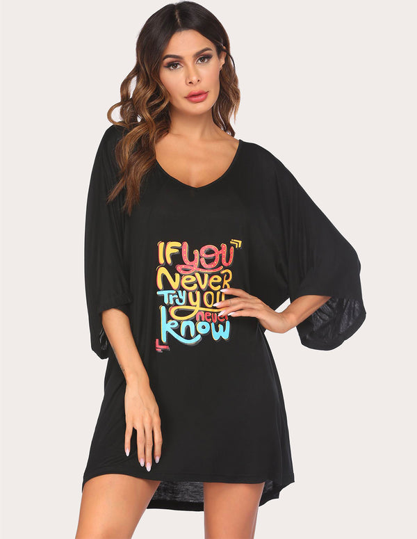 Ekouaer Ekouaer Batwing Sleeve Nightgown Night Dress (US Only)