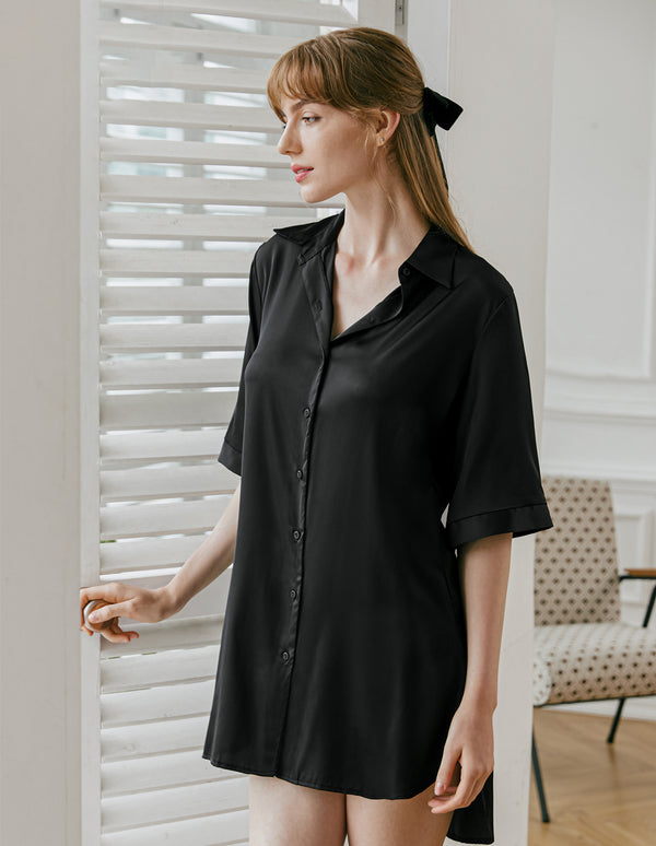 Ekouaer Ekouaer Boyfriend Style Sexy Silk Nightgown (US Only)