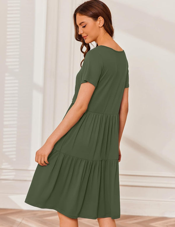 Ekouaer Ekouaer Breastfeeding Knee Length Maternity Dresses