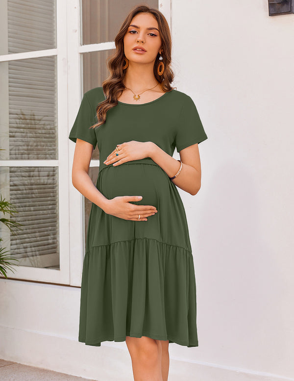 ekouaer Ekouaer Breastfeeding Knee Length Maternity Dresses