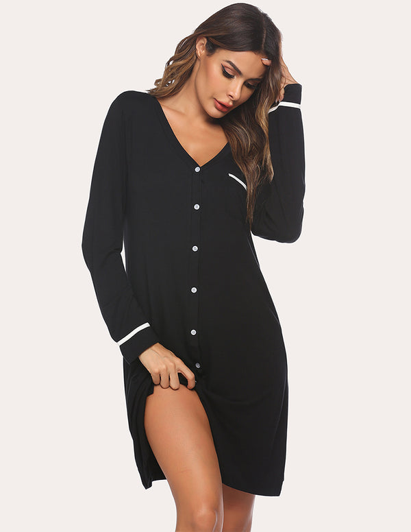 Ekouaer Ekouaer Button Down Classical Nightdress (US Only)