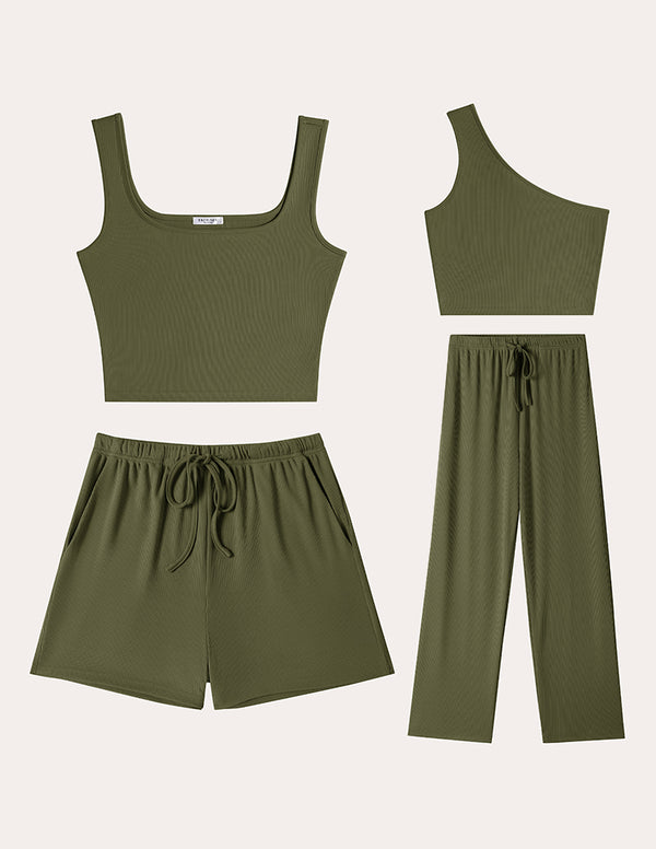 Ekouaer Casual Ribbed Knit 4-Piece Outfits (US Only)