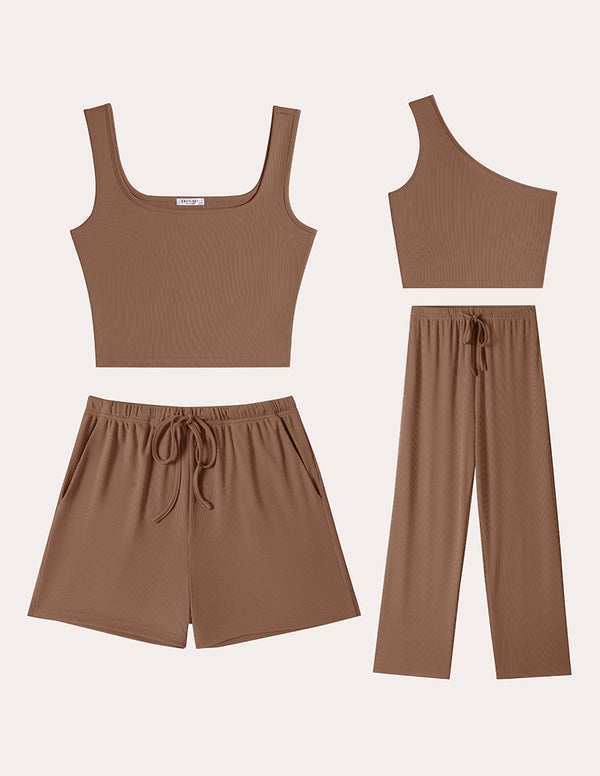 Ekouaer Casual Ribbed Knit 4-Piece Outfits (US Only)