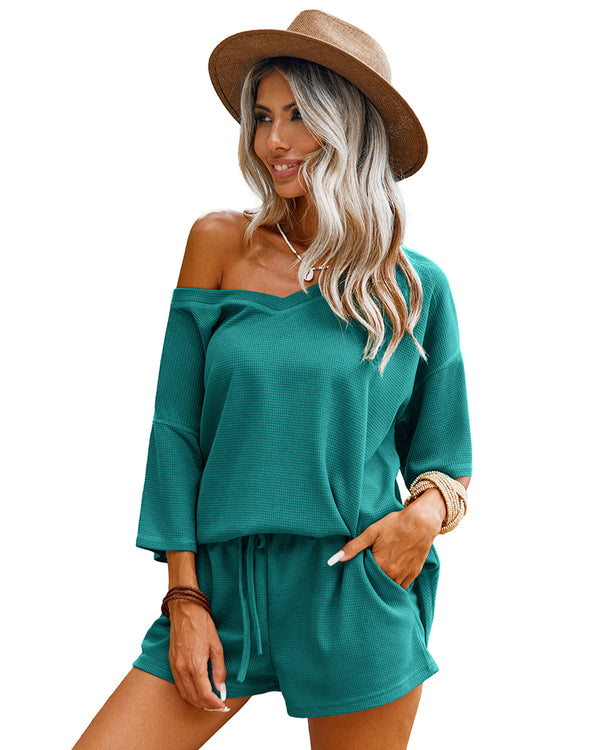 Ekouaer Casual Waffle Knit 2-Piece Outfits (US Only)