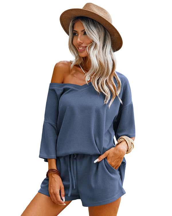 Ekouaer Casual Waffle Knit 2-Piece Outfits (US Only)