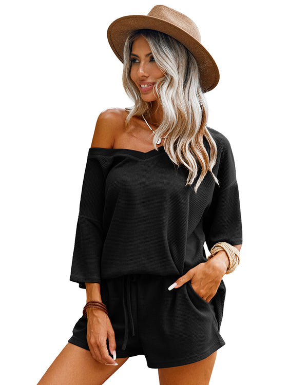 Ekouaer Casual Waffle Knit 2-Piece Outfits (US Only)