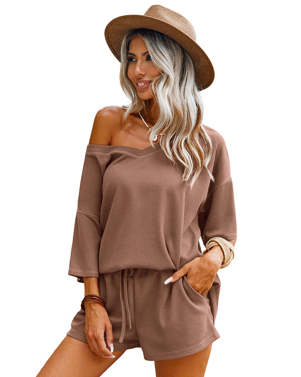 ekouaer Casual Waffle Knit 2-Piece Outfits (US Only)