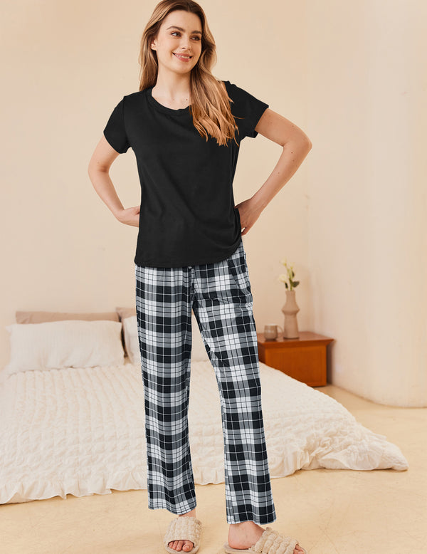 Ekouaer Classic 2-Piece Plaid Pajama Sets (US Only)