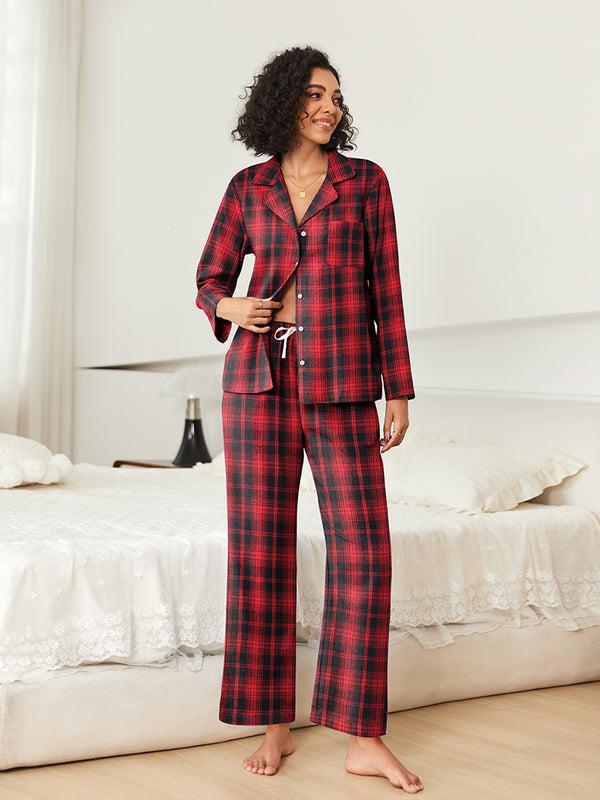 Ekouaer Classic Plaid Sleepwear Set (US Only)
