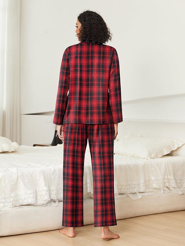 Ekouaer Classic Plaid Sleepwear Set (US Only)