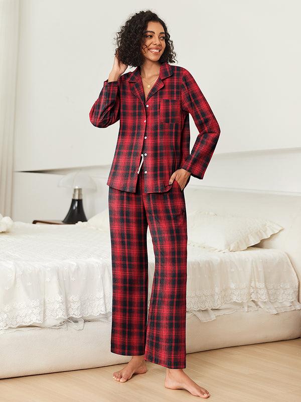 Ekouaer Classic Plaid Sleepwear Set (US Only)