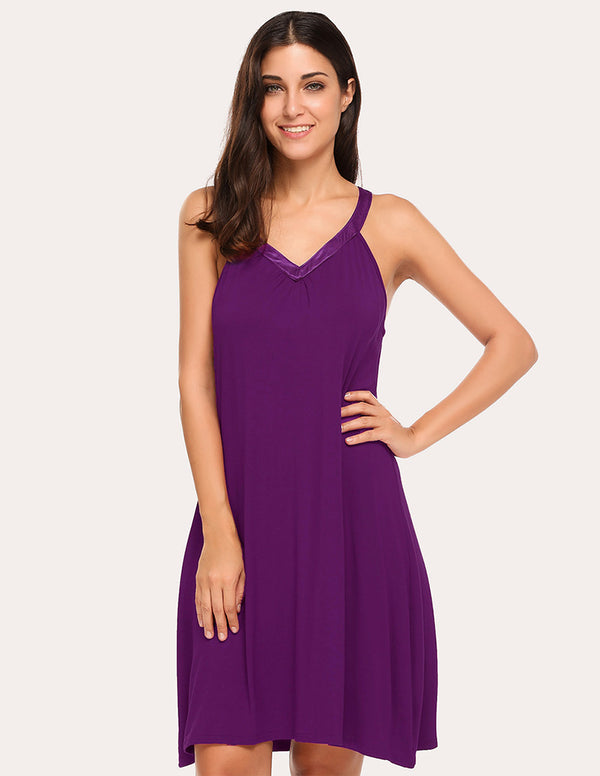 Ekouaer Ekouaer Cold Shoulder Racerback Night Dress (US Only)