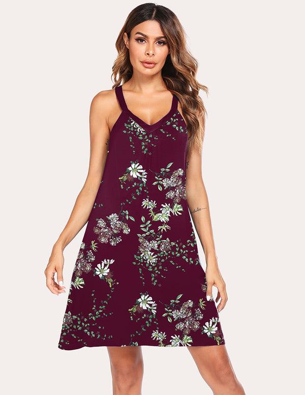 Ekouaer Ekouaer Cold Shoulder Racerback Night Dress (US Only)