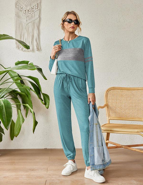 Ekouaer Ekouaer Colorblock Sweatsuits Pajama Sets With Pocket (US Only)