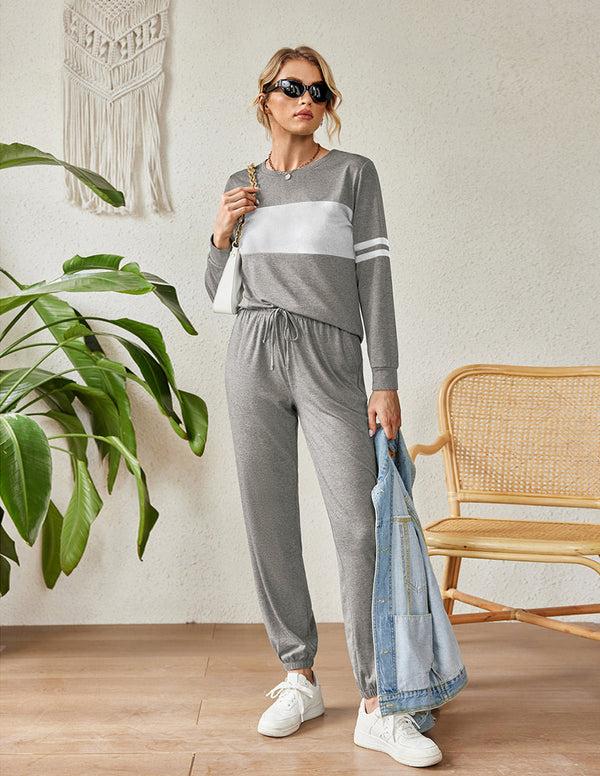 Ekouaer Ekouaer Colorblock Sweatsuits Pajama Sets With Pocket (US Only)