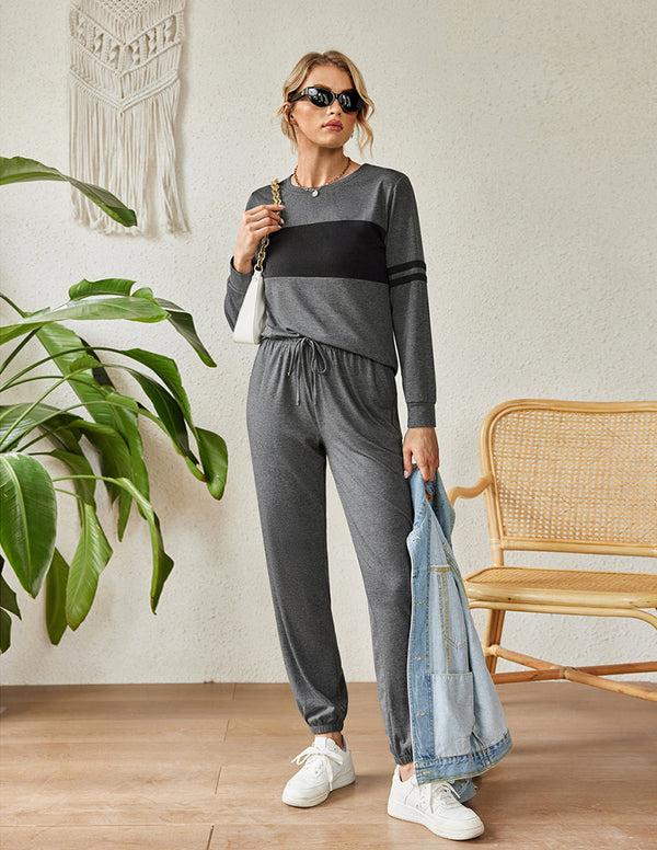 Ekouaer Ekouaer Colorblock Sweatsuits Pajama Sets With Pocket (US Only)