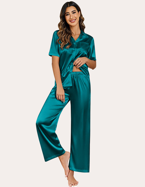 Ekouaer Comfy Satin 2-Piece Pajamas Set (US Only)