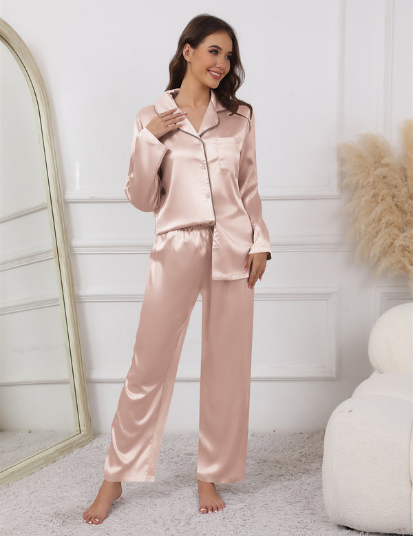 Ekouaer Comfy Satin 2-Piece Sleepwear (US Only)