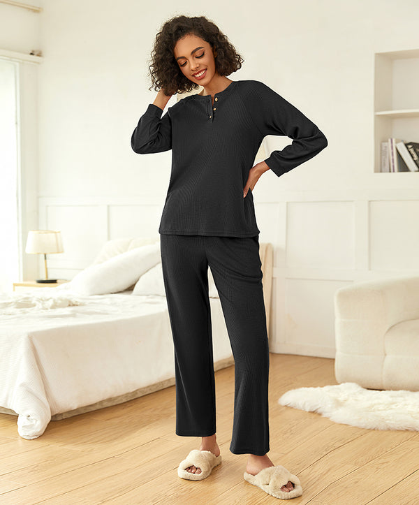 Ekouaer Comfy Waffle Knit Pajama Set (US Only)