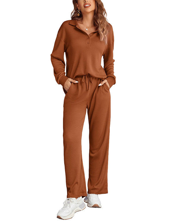 Ekouaer Comfy Waffle Knit Pajamas Set (US Only)