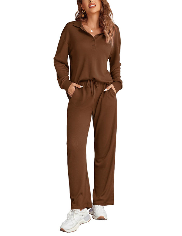 Ekouaer Comfy Waffle Knit Pajamas Set (US Only)