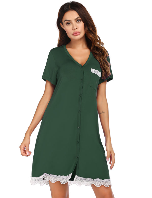 Ekouaer Ekouaer Contrast Color Striped Loose Nightdress (US Only)