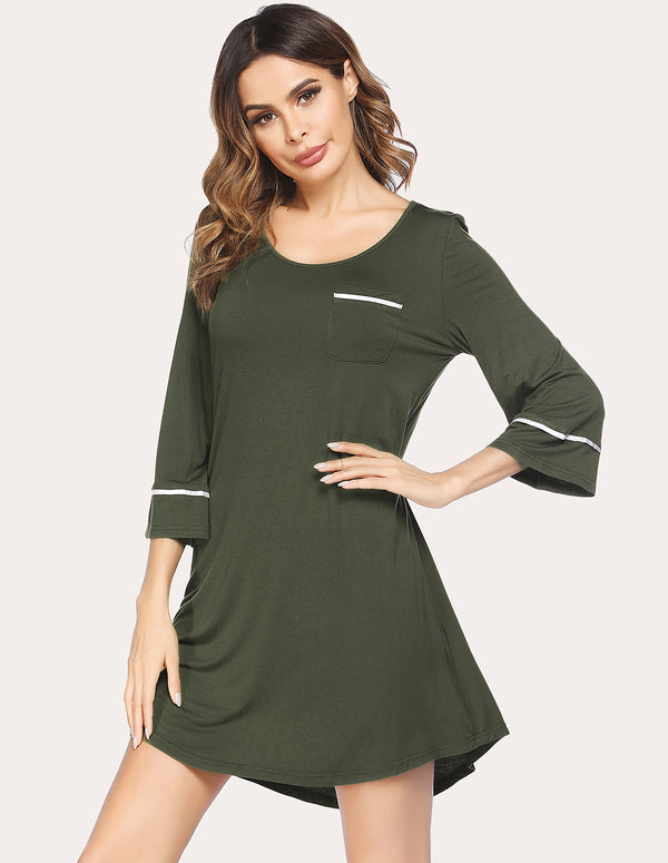 Ekouaer Ekouaer Cool Bell Sleeve Sleep Dress (US Only)
