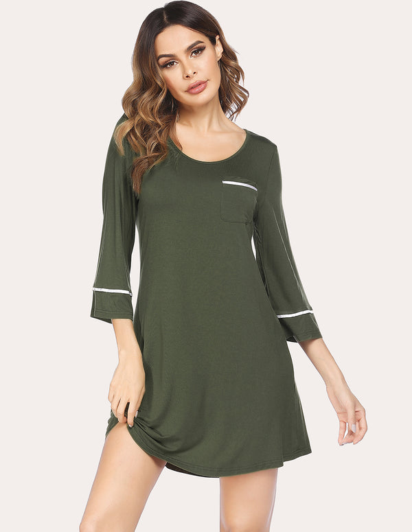 Ekouaer Ekouaer Cool Bell Sleeve Sleep Dress (US Only)