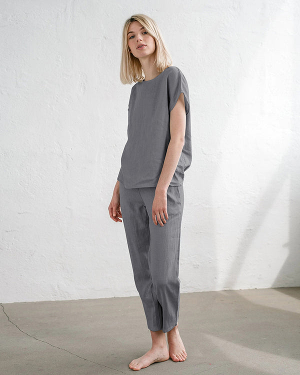 Ekouaer Ekouaer Cotton Linen Loungewear 2 Piece Sleepwear Pjs Sets (US Only)