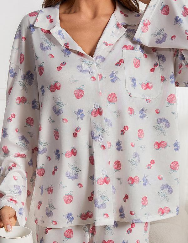 Ekouaer Cozy Sweet Fruit Print Pajama Set