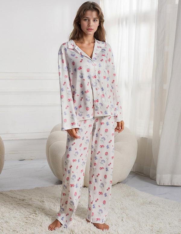 Ekouaer Cozy Sweet Fruit Print Pajama Set