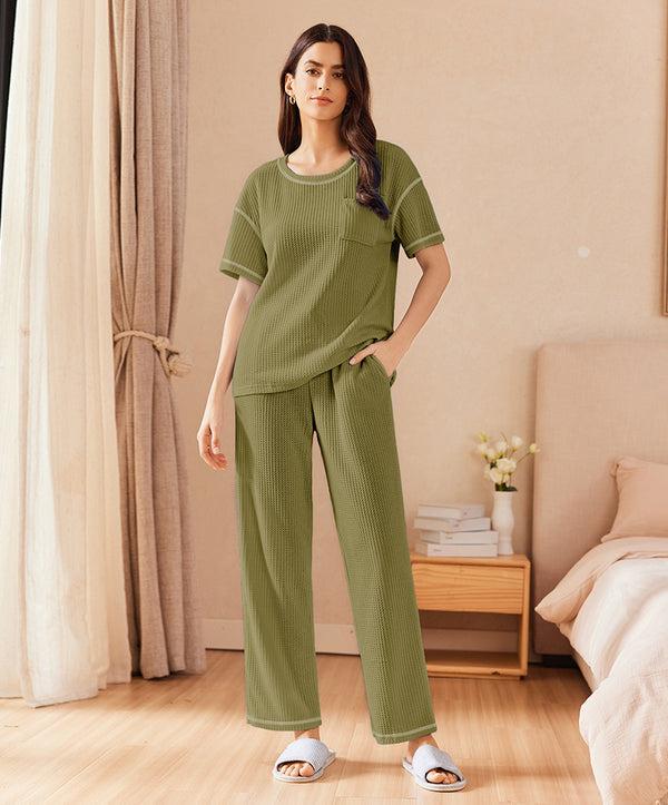 Ekouaer Cozy Waffle Loungewear Set (US Only)