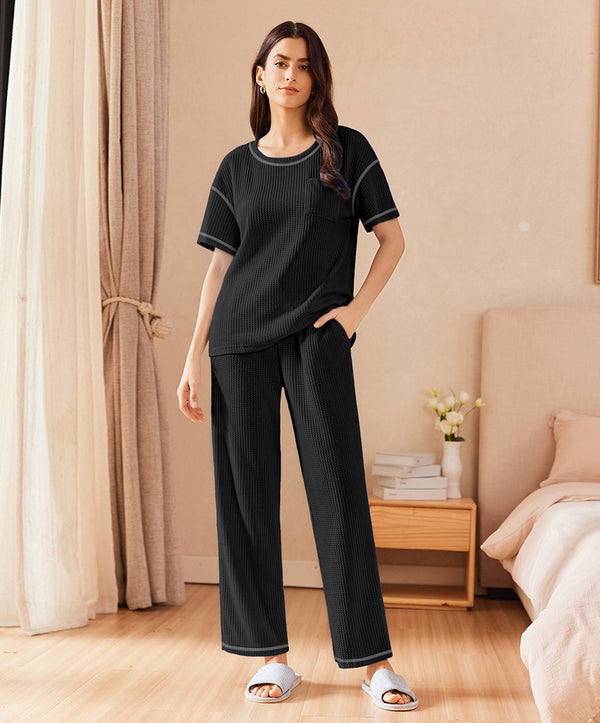 Ekouaer Cozy Waffle Loungewear Set (US Only)