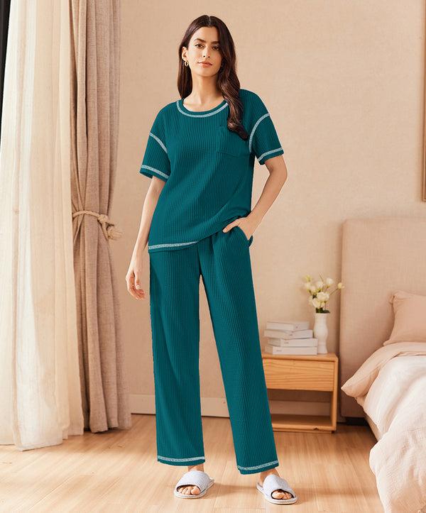 Ekouaer Cozy Waffle Loungewear Set (US Only)