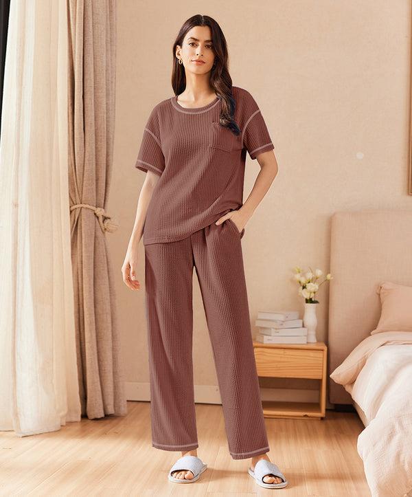 ekouaer Cozy Waffle Loungewear Set (US Only)