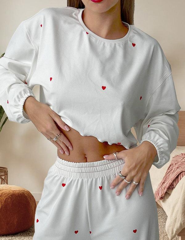 Ekouaer Dreamy Comfort Love Print Lounge Set