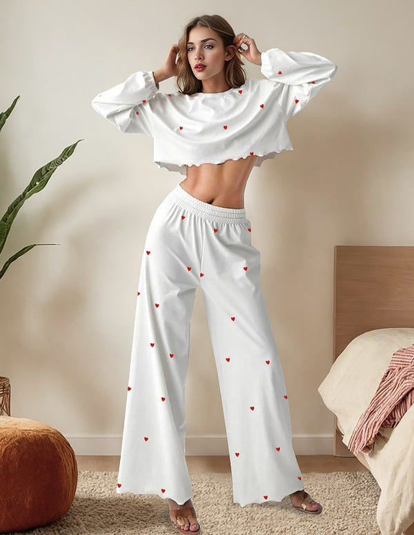 ekouaer Dreamy Comfort Love Print Lounge Set