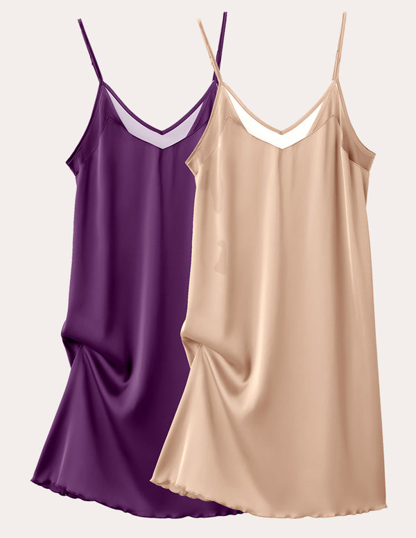 Ekouaer Ekouaer 2 Pack Satin Chemise (US Only)