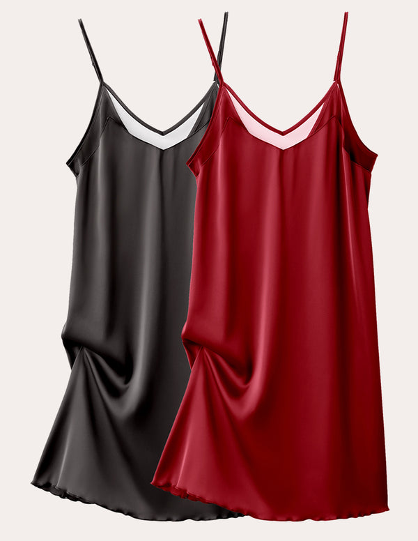 Ekouaer Ekouaer 2 Pack Satin Chemise (US Only)