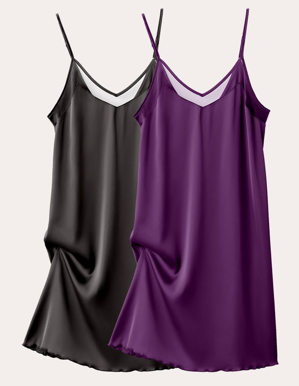 Ekouaer Ekouaer 2 Pack Satin Chemise (US Only)