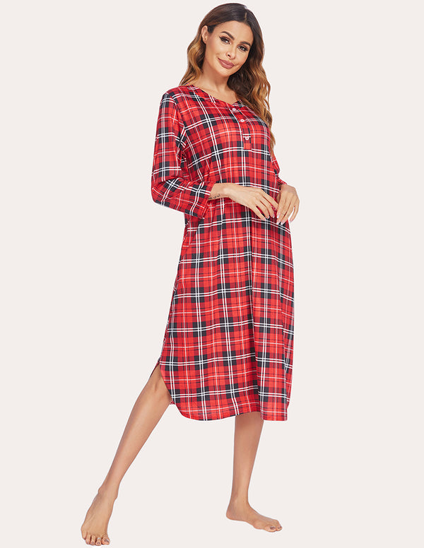 Ekouaer Ekouaer Flannel Plaid Nightgown (US Only)