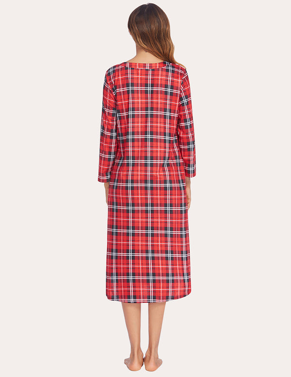 Ekouaer Ekouaer Flannel Plaid Nightgown (US Only)