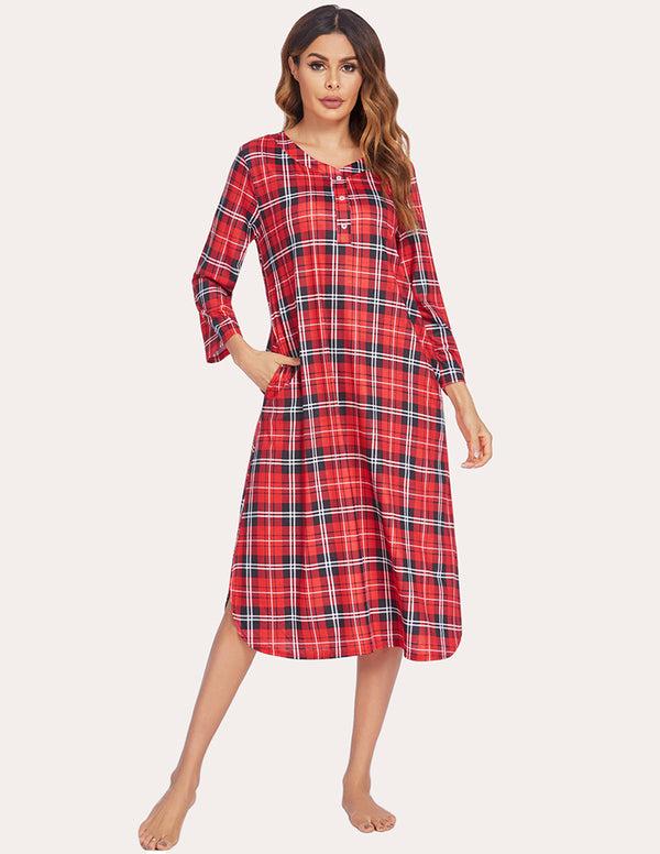 ekouaer Ekouaer Flannel Plaid Nightgown (US Only)